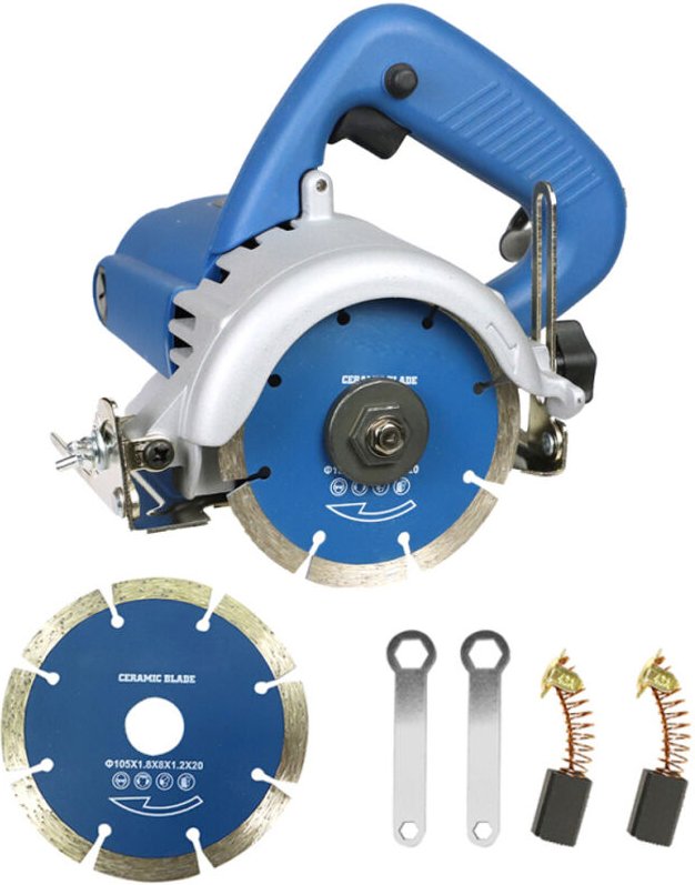 Sega elettrica per piastrelle da 1200 W per marmo e muratura. Regolazione della profondità di taglio: inclinazione da 0 ...