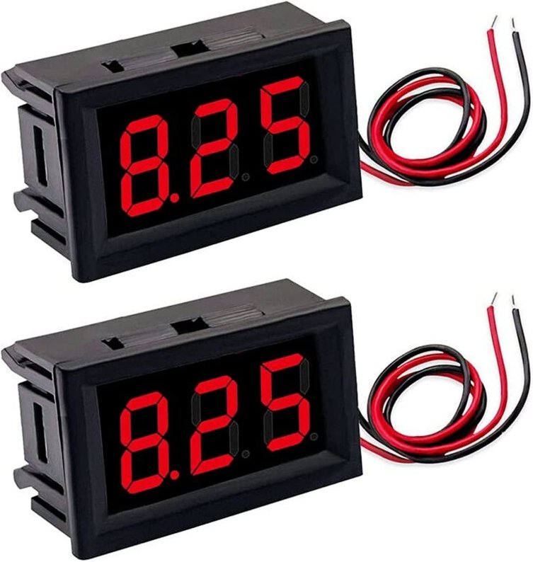 2 Stück DC 4,5 V-30 V digitale Spannungsanzeige 0,56 Zoll 2-Draht-LED-Voltmeter Spannungstester Spannungsmesser (rot)