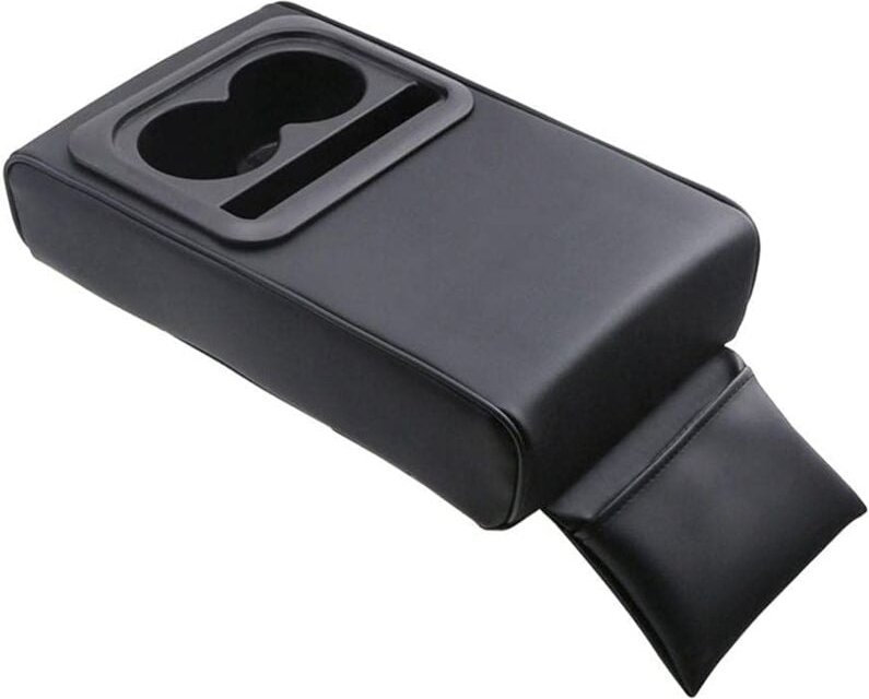 Auto-Armlehnenkissen, Universal-Memory-PU-Leder, Auto-Mittelkonsolen-Armlehnenkissen mit Getränkehaltern und Aufbewahrun...