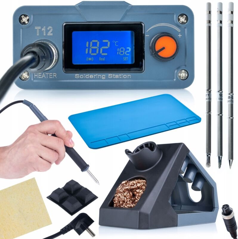 Thumbnail - Set Lötstation für T12-Spitzen Rosfix Orange Akbash OLED T12OAO Electric PRO-Serie + T12-Spitzen (T12-D32 und T12-BC4) +...