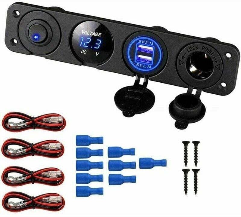 Tragbares Autozubehör, 4-in-1-Marine-Schalttafel, 12 V 4,2 A Dual-USB-Steckdose, Ladegerät, Steckdose & LED-Voltmeter & ...