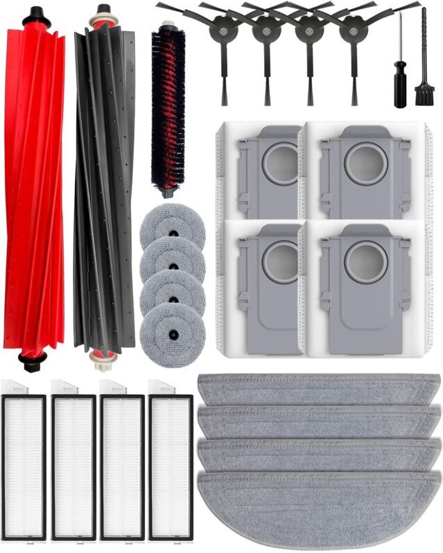 25-teiliges Zubehörset für Roborock S8 MaxV Ultra/S8 Max Ultra Staubsauger: 2 Hauptbürsten, 4 HEPA-Filter, 4 Wischtücher...