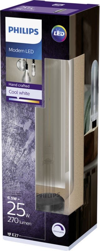 Philips - led 81512000 led E27 Stabform 6.5 w = 25 w Neutralweiß (ø x l) 65 mm x 273 mm dimmbar 1 St.