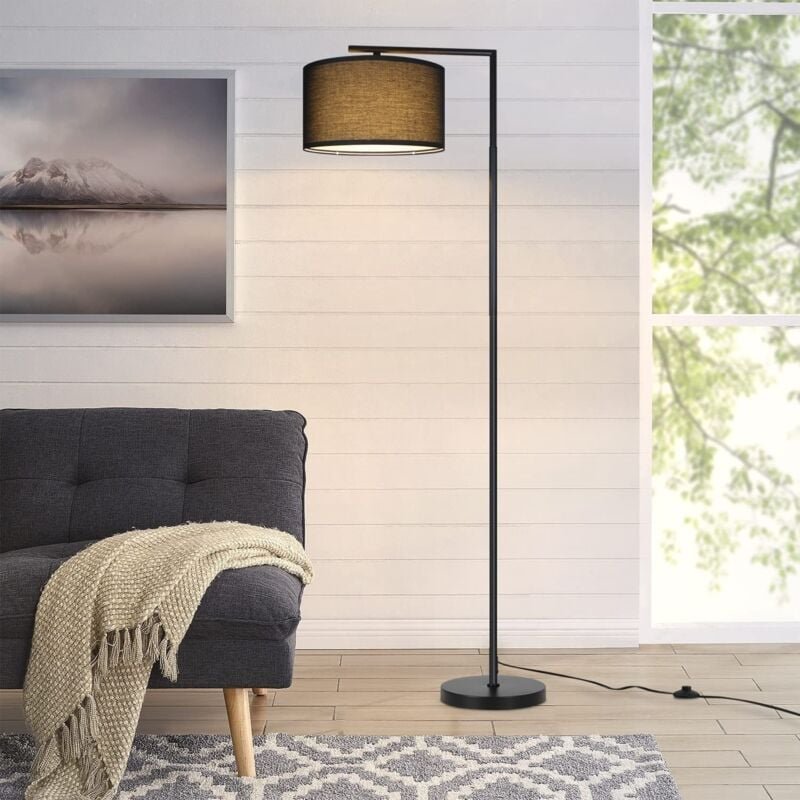 Stehlampe Wohnzimmer Schwarz Stehleuchte: Standleuchte Stoff Design Modern Deko Bogenlampe E27 Fassung Leselampe Max. 40...