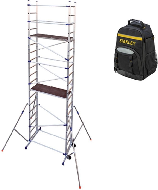 Thumbnail - Gerüst mit 2 Plattformen - Arbeitshöhe 6,46 m + Rucksack - PN/CLA-SAC