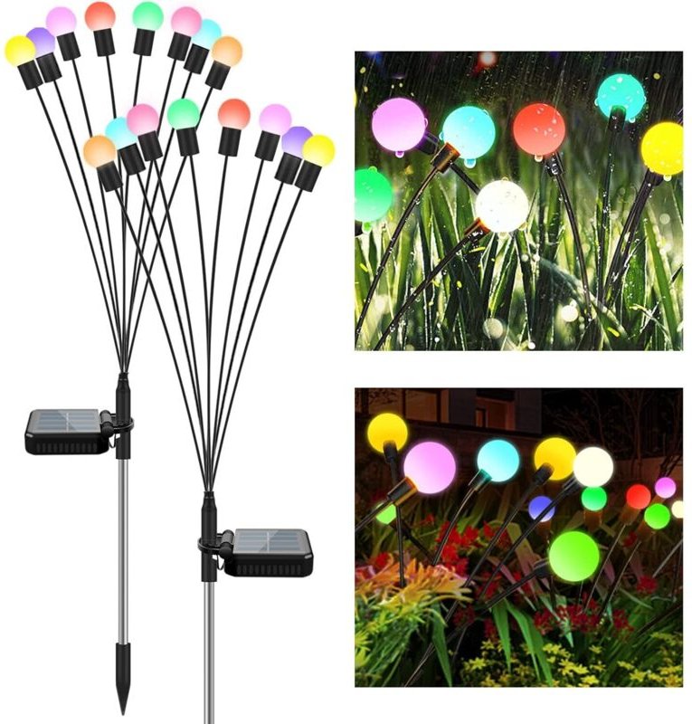 Solar-Gartenleuchten, Glühwürmchen, 8 LED-Solarlampe für draußen, wasserdicht, (2er-Pack) dekorative Solarleuchten für G...