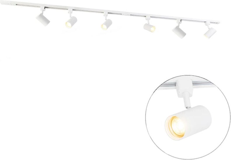 Modernes Schienensystem mit 6 weißen Strahlern 1-phasig 200cm - Iconic Jeana