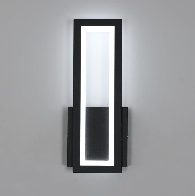 Goeco - 16W 1800LM LED-Innenwandleuchte, moderne rechteckige Wandleuchte 6500K kaltweißes Licht, Acrylbeleuchtung, schwa...