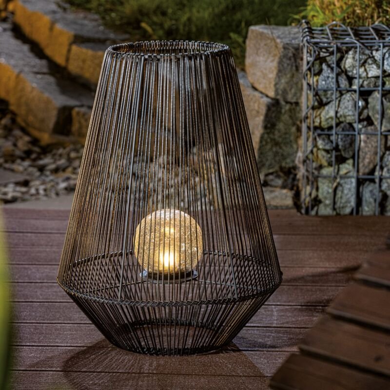 Esotec - Solar Windlicht Ilona 50cm poly-rattan metall-gehäuse wetterfest 102208