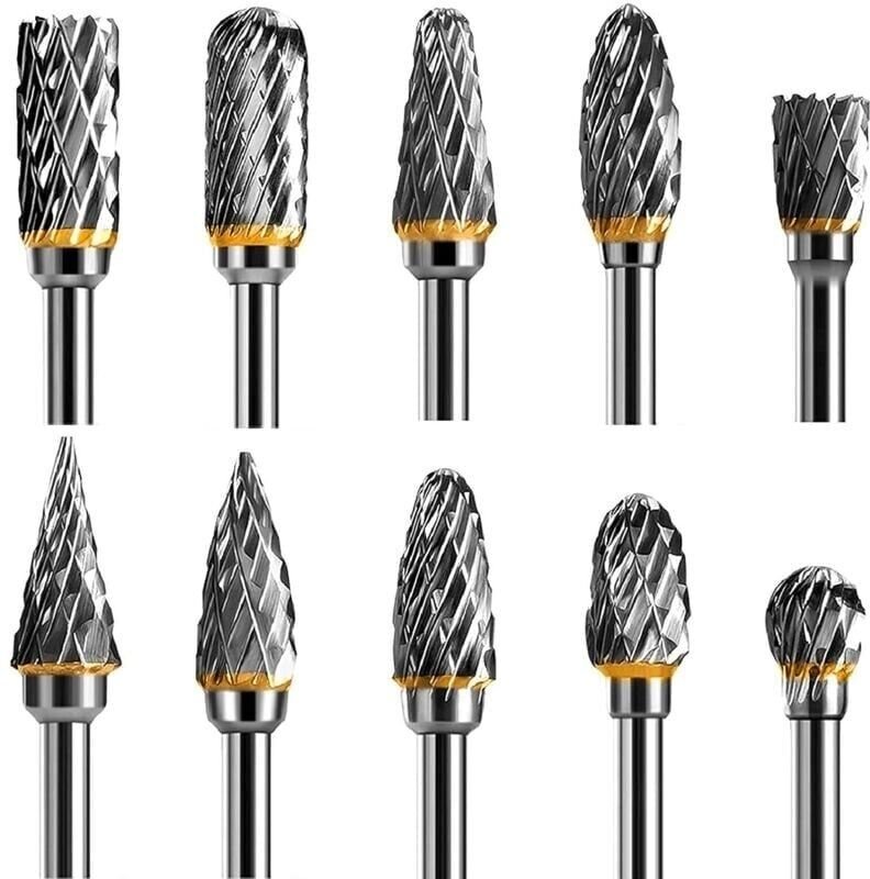10-teiliges Drehfräser-Set aus Wolframkarbidstahl, doppelschneidige Drehwerkzeug-Bits, 1/8-Schaft für Drehwerkzeuge, diy...