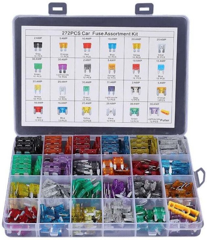 272-teiliges Kfz-Flachsicherungs-Sortiment, Kfz-Sicherungen – Standard, Mini und Mini Low Profile (2A / 5A / 10A / 15A /...