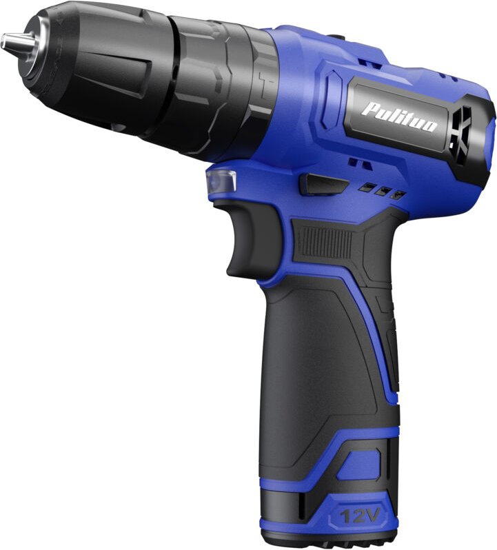 PULITUO Kompakte elektrische Bohrmaschine, 12-V-Akku-Bohrschrauber mit 1 x 1,5-Ah-Akkus, 2 Geschwindigkeiten, 1-Stunden-...