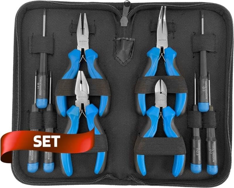SW-Stahl 40706L Feinmechanikerwerkzeugsatz 10-teilig I Zangenset Feinmechanik I Kombizange I Seitenschneider I Spitzzang...