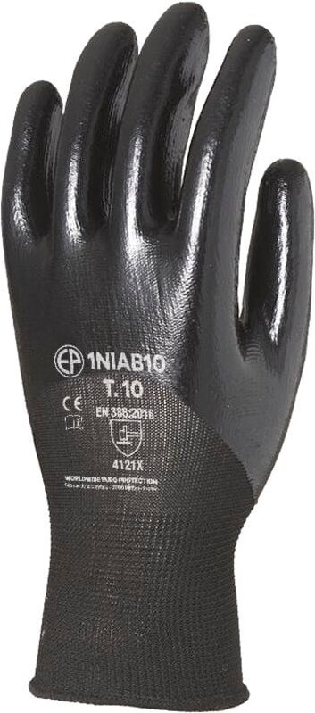 Satz mit 12 Paar Arbeitshandschuhen EUROLITE 1NIAB – Nahtlos gestrickte schwarze Handschuhe aus Polyester – Stärke 13, G...