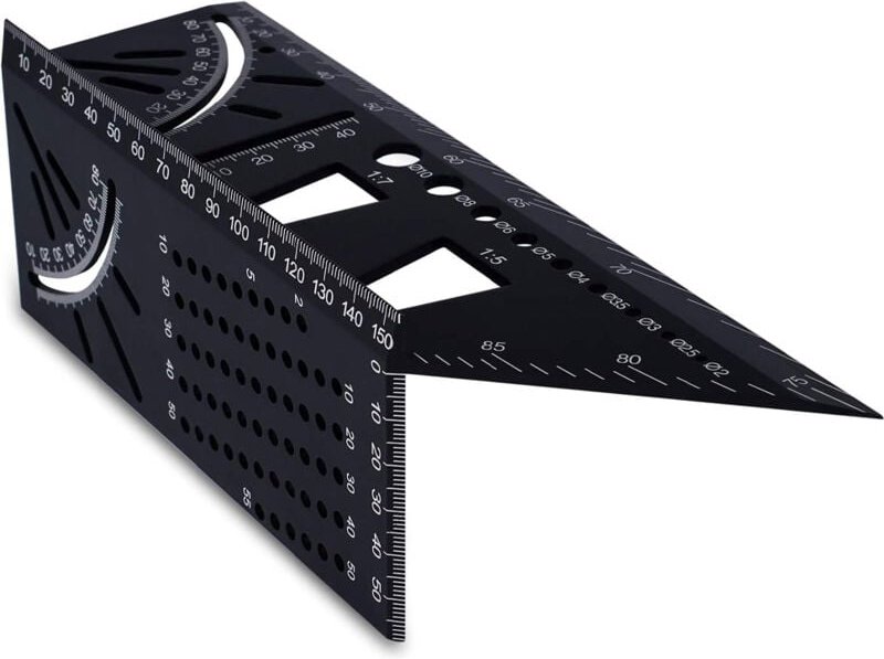 Linghhang - 3D-Zimmermann-Winkel aus Aluminiumlegierung, 45–90 Grad Messwinkellineal, geeignet für Tischler und Ingenieu...