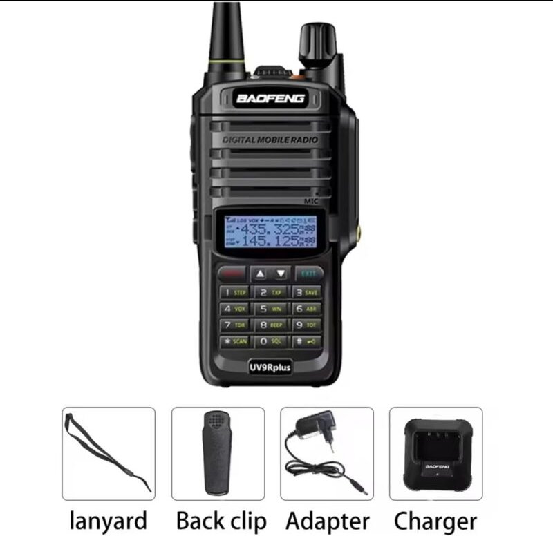 UV-9R Plus 8-Watt IP67 Dualband-Funkgerät (144–146 MHz VHF und 430–440 MHz UHF), wiederaufladbar, inkl. komplettem Kit, ...