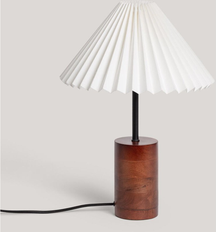 Tischleuchte aus Holz Leonessa Gebrochenes Weiß