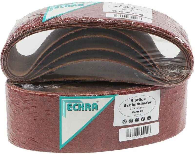 10 Eckra Schleifbänder P24 75x533 mm Körnung 24 Bandschleifer Schleifpapier