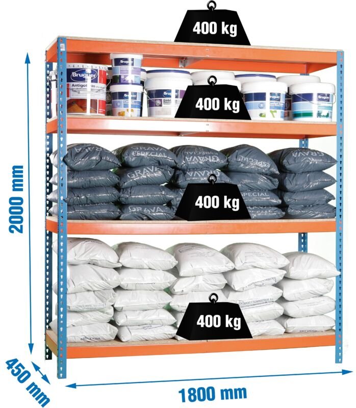 Simonrack Metallregal Ecoforte blau-orange Holz