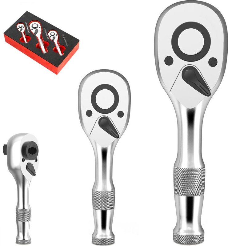 3Stück Ratschenschlüsselsatz 1/4'-3/8'-1/2', 72 Zähne