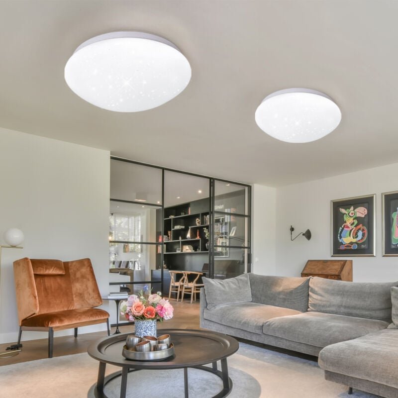 Thumbnail - Led Deckenlampe Deckenleuchte Wohnzimmerleuchte Küchenlampe, Sternenhimmel, Metall Kunststoff, weiß, 12 Watt 840 Lumen n...