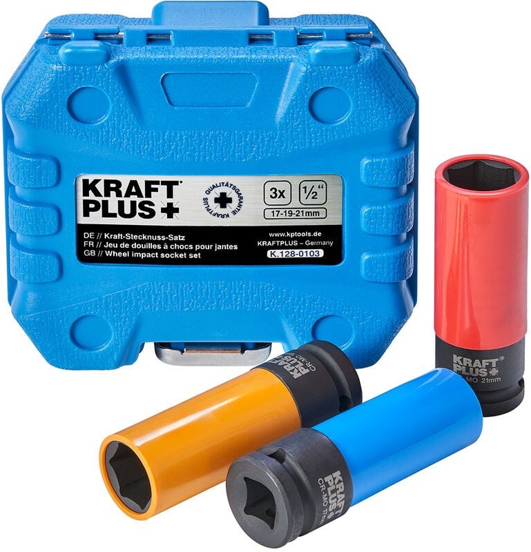 Kraftplus - K.113-0103 Kraft-Schoneinsatz-Satz 1/2' Alufelgen sw 17 / 19 / 21 mm Schoneinsätze Schlagschrauber Nüsse