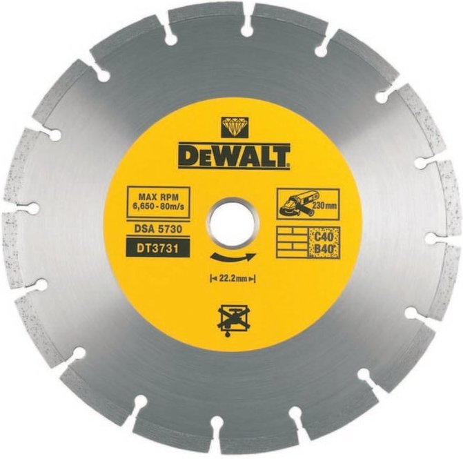 Segmentierte Diamanttrennscheibe Dewalt 230 mm - DT3731