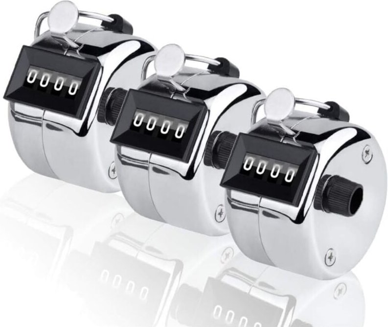 LaBlanc – Set mit 3 Handzählern, Knie-Tracking, 4 Ziffern, manuelle mechanische Metallratschen, Zählt bis zu 9999 für Sp...