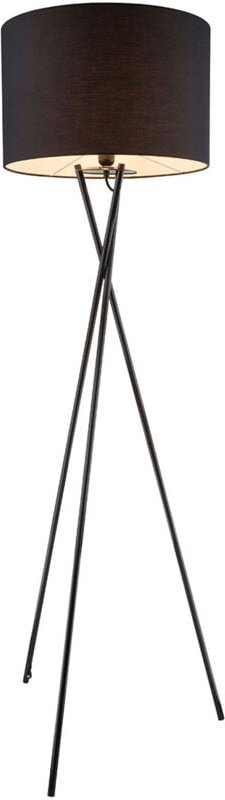 Stand Lampe Arbeits Zimmer Lese Stativ Strahler Steh Leuchte Stoff Schirm schwarz Globo 24686