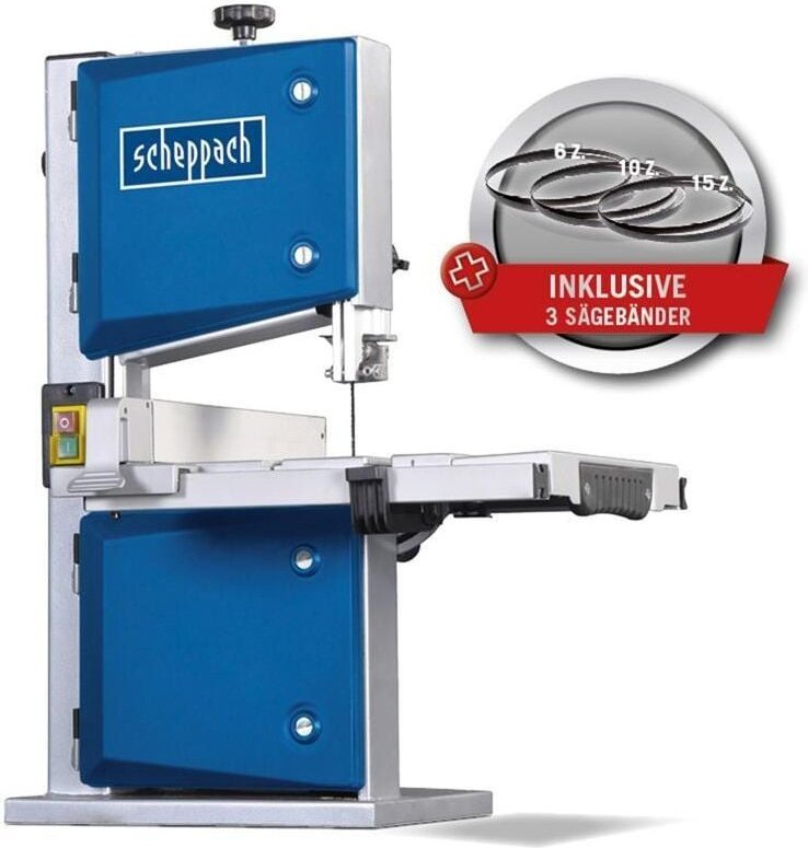 Scheppach - Bandsäge HBS30 Ausziehbarer Tisch bis 520mm inkl. 3 Sägeblätter Holz