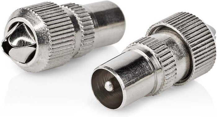 Iec coax stecker gerade stecker vernickelt 75 ohm schraube kabeleingangsdurchmesser 70 mm metall silber 2 stuck box