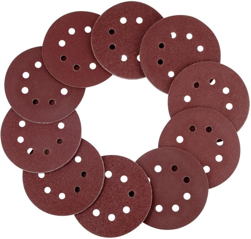 Klett-Schleifpapier 125 mm, 100 Stück 8-Loch-Rundschleifscheiben Klett-Schleifblätter für Exzenterschleifer, Körnung P40...