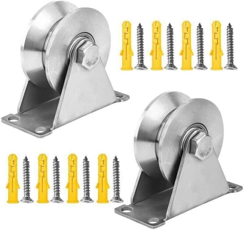 Stück Edelstahl-Heberolle, einzelne V-Rolle für Kabel, 48 mm Rolle mit Lagern, Tragkraft 180 kg, für Tor-Rollschiene, Ka...