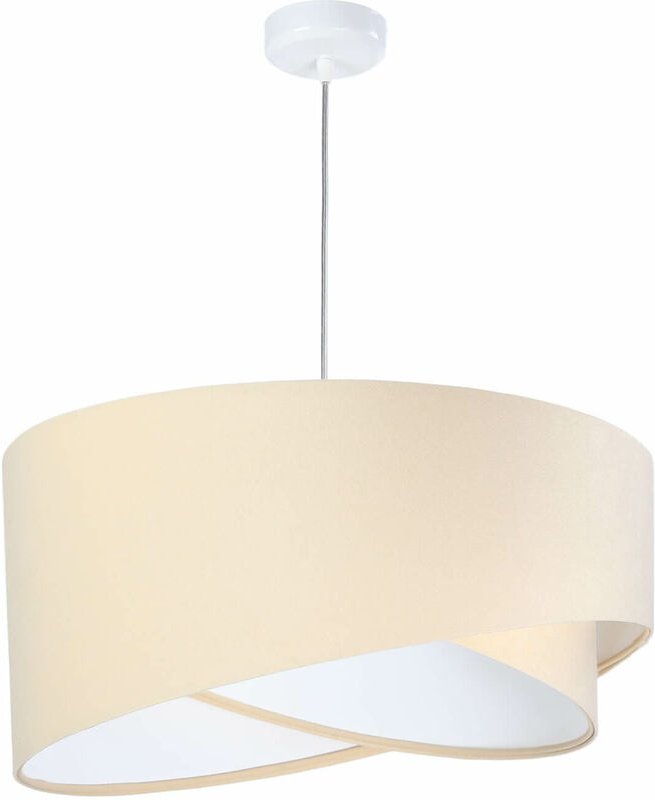 Hängelampe E27 Creme Weiß Stoff Metall Modern Hängeleuchte