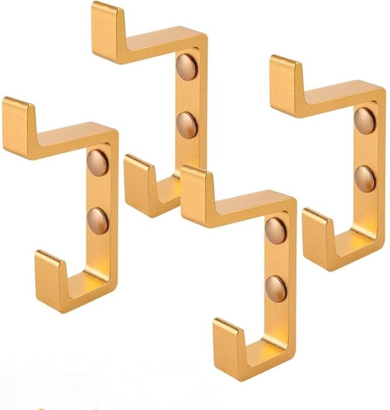 Sollbry - Goldener Handtuchhaken, 4 Stück Wandhaken, verdicktes Raumaluminium, Kleiderhaken-Doppelhaken-Design, kommt mi...