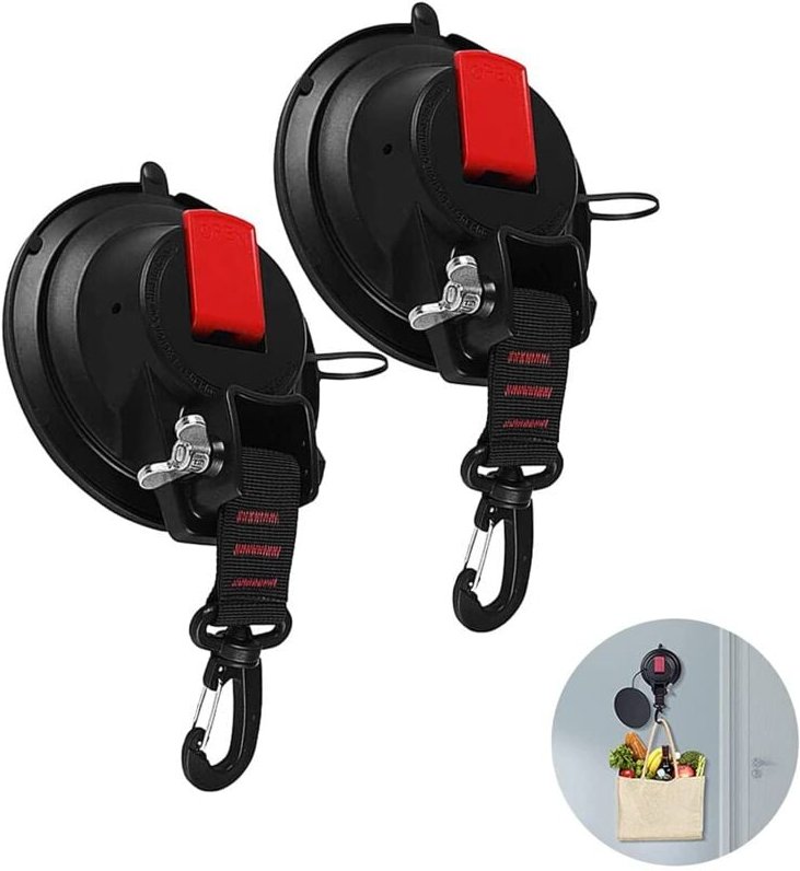 Memkey - Saugnapf mit Befestigungshaken, 2 Stück, Auto-Saugnapf-Haken, Mehrzweck-Anker-Saugnäpfe, für Auto-Seitenmarkise...