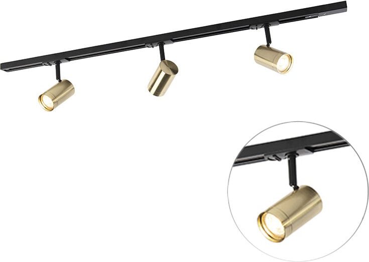 Smart Schienensystem schwarz mit Gold 1-phasig 3-Licht inkl. Wifi GU10 - Iconic Jeana