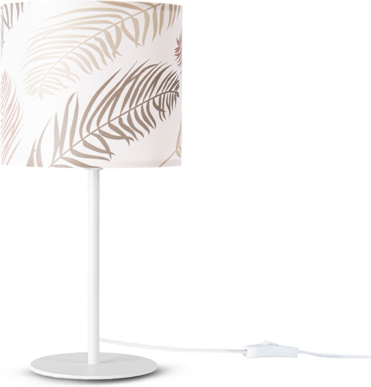 Tischlampe Schreibtischlampe Wandlampe Stoff Nachttisch E14 Blumen Jungle Deko Tischleuchte - Weiß, Design 1 (Ø18 cm) - ...