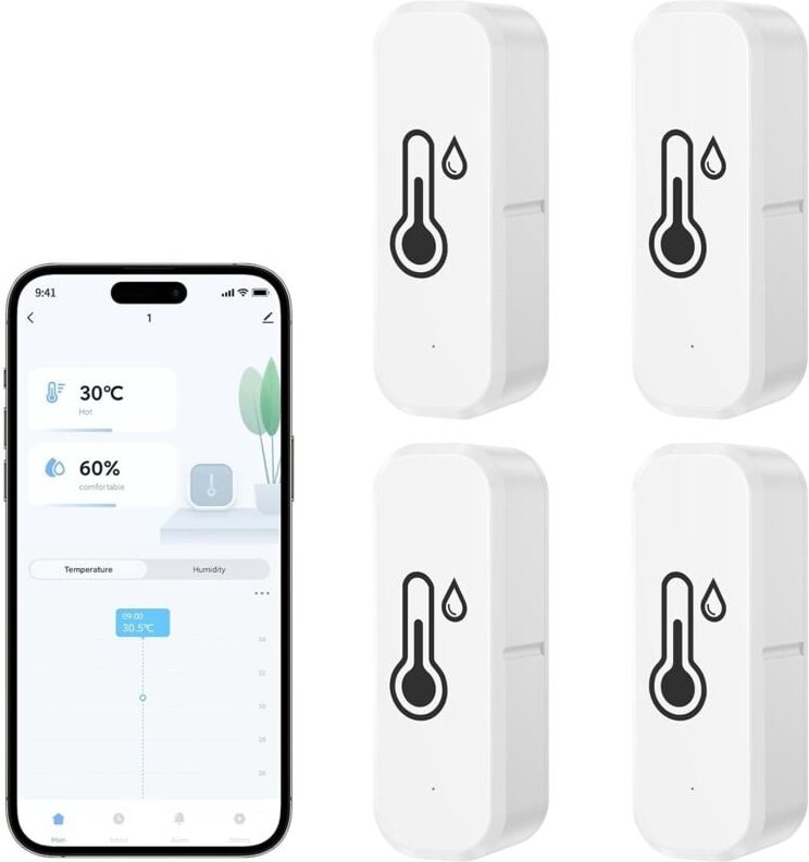 WLAN-Thermometer-Hygrometer für den Innenbereich, Smart-Alarm, Sprachsteuerung, verwendet mit der Smart Life/Tuya-App, k...
