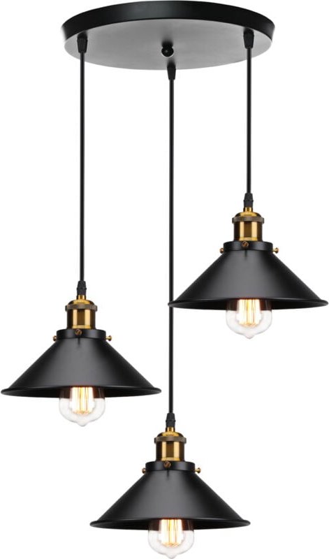 Thumbnail - Pendelleuchte 3 Flammig Hängelampe mit Ø22cm Regenschirm Lampenschirm Edison Eisen Art Lampe Edison für Loft Esszimmer W...