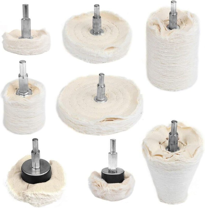 LITZEE 8-teiliges Set aus flachen und konischen Bohrpolierscheiben (6,3 mm)
