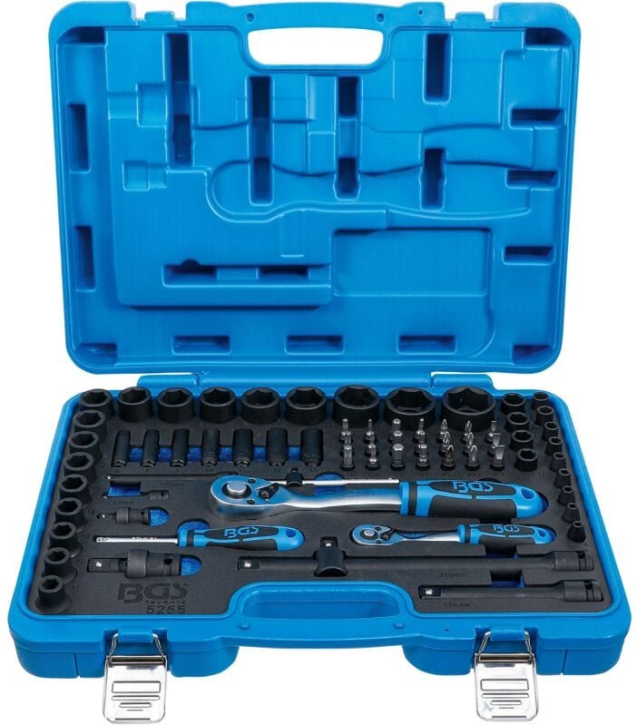 Kraft-Steckschlüssel-Satz Sechskant 6,3 mm (1/4") + 12,5 mm (1/2") 69-tlg.