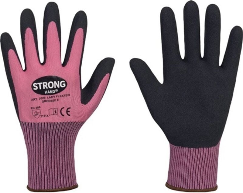 0529-08H Handschuhe lady flexter Größe 8 pink/schwarz en 420/EN 388 p - Stronghand