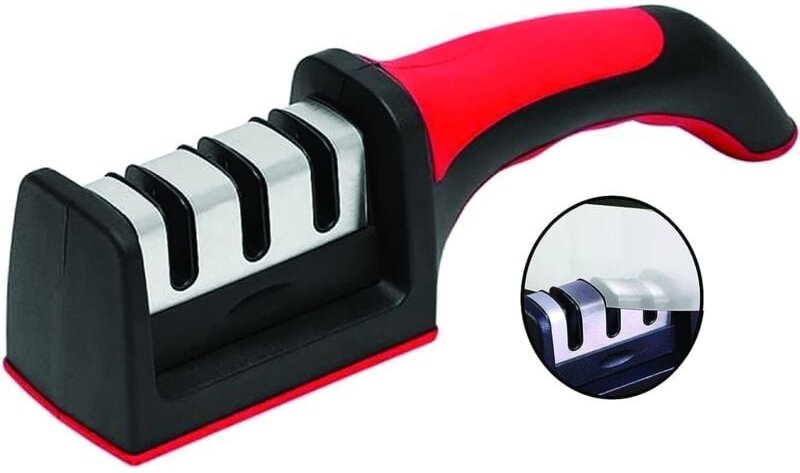 Jalleria - 3-Phasen-Messerschärfer – Für Küchenmesser – Professionelle Ergebnisse/Ergonomisches Design – Keramik/Wolfram...