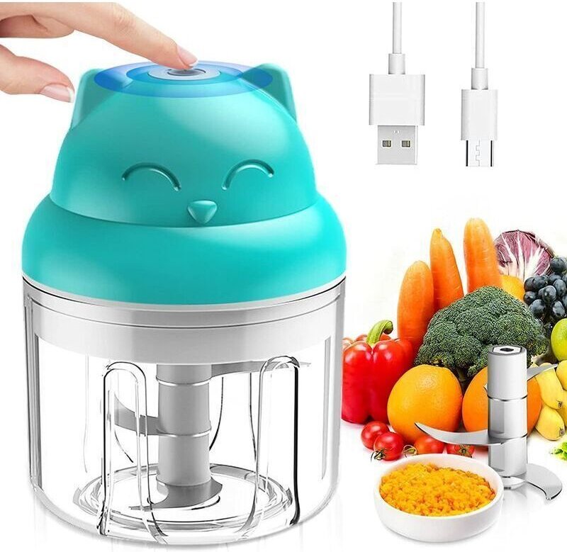 Elektrischer Mini-Multizerkleinerer, 250-ml-Mixer mit Edelstahl-Design und 3 Klingen, Knoblauchpresse, kleiner Mixer für...