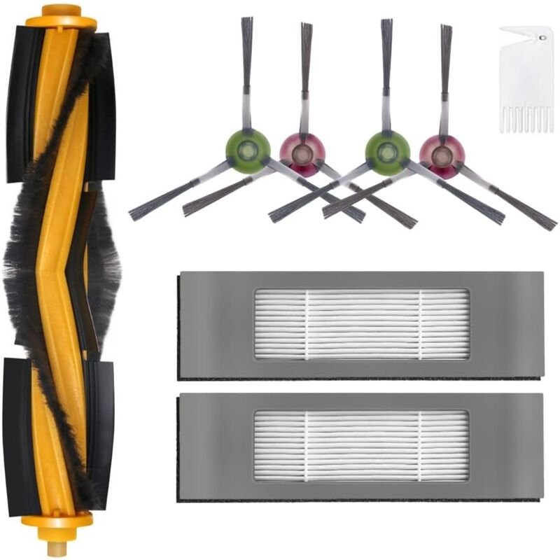 Bluedeer - 8 Stück Zubehör für Ecovacs Deebot Ozmo 950 920 900 T5 T8 T8+ T9 T9+ T10 Staubsauger, 1 Hauptbürste, 2 Filter...