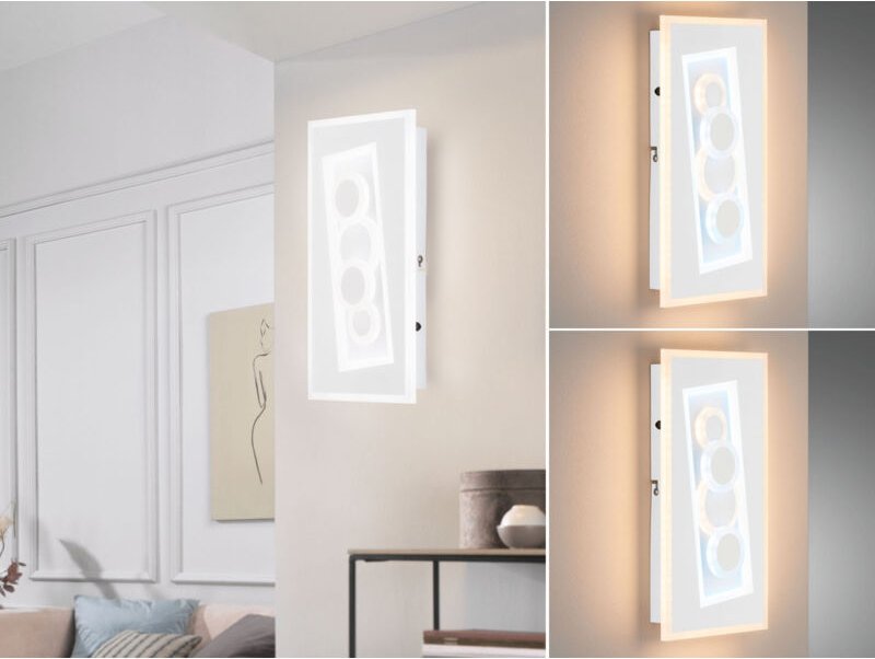 Meinewunschleuchte - 2er set flache led Wandlampen Weiß mit Schalter dimmbar & Lichtfarbe, h: 38cm