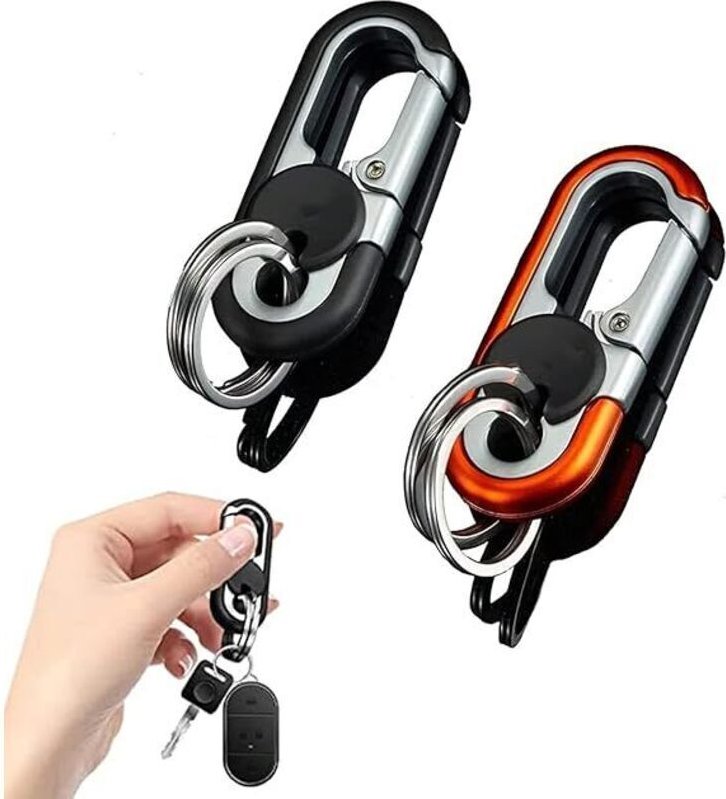 Auto-Schlüsselanhänger für Herren, 2-teiliges Karabiner-Schlüsselset mit 4 Schlüsselringen, Schlüsselring aus Zinklegier...