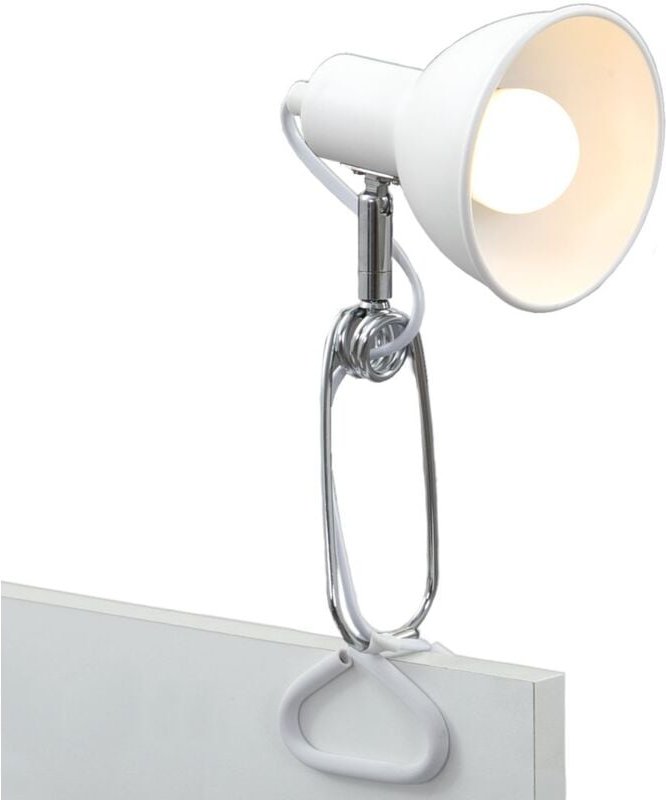 Klemmleuchte Klemmlampe Schwenkbar Kabelschalter 1xE14 8W weiß Metall Briloner