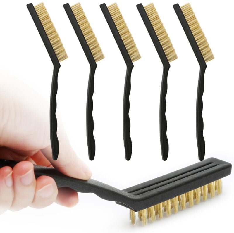 Stück Drahtbürsten Messingbürste, schwarze Nylongriffbürste zum Reinigen von Lötschlacke, Rost, Waschbecken - Sollbry